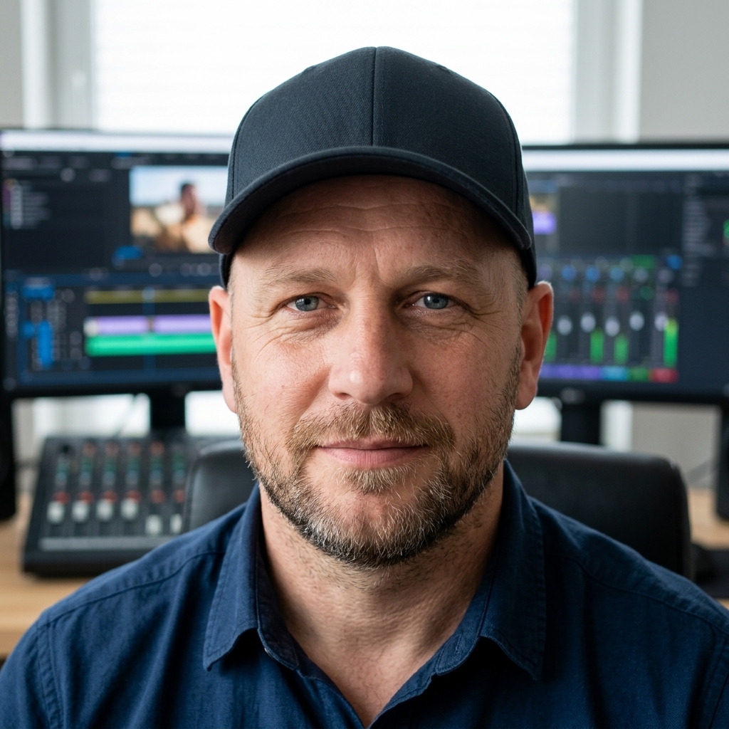 LION MEDIA LAB instructor in the edit suite